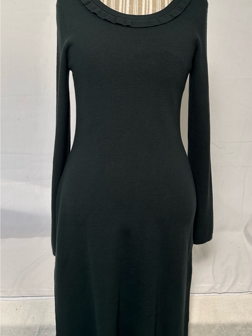 Talbots Petite Ruffle Crewneck Knit Dress in Dark Teal